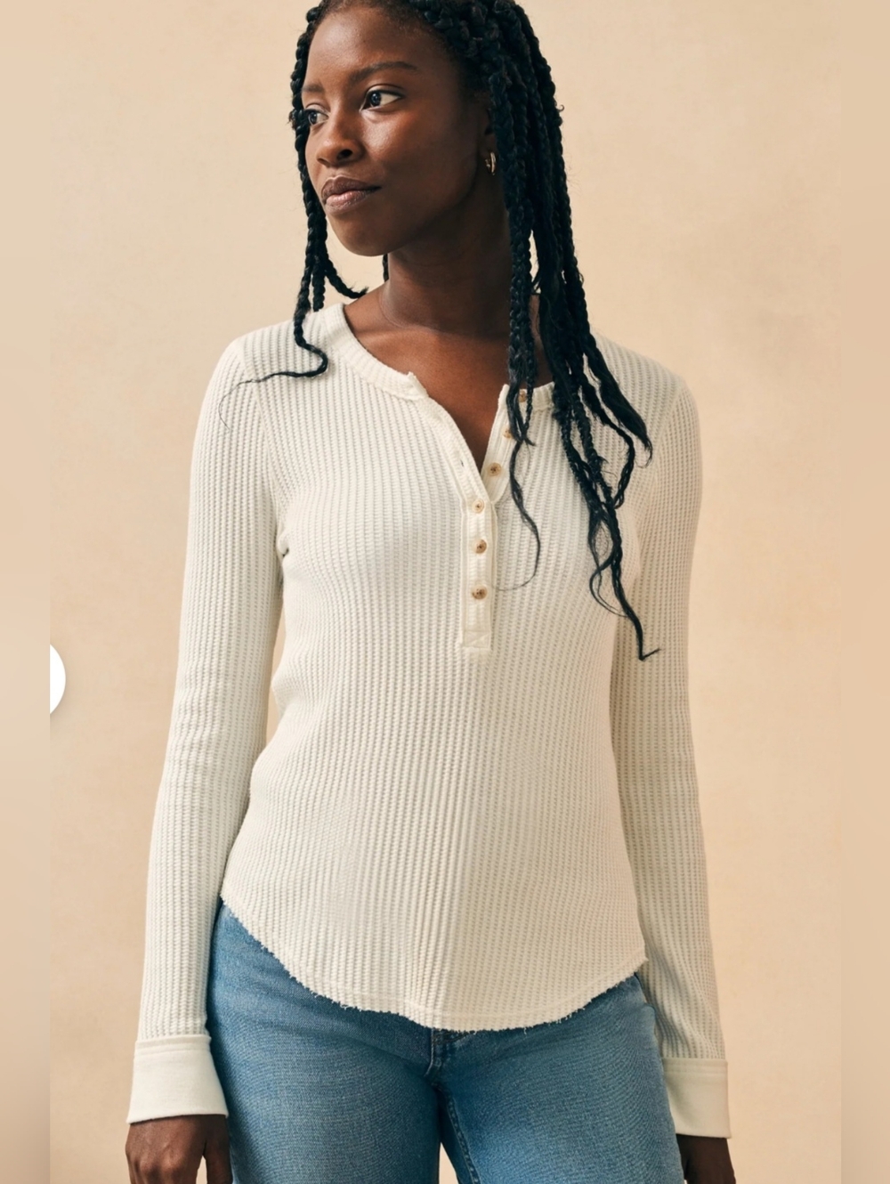 Faherty Womens Legends Apres Waffle Henley Size Medium - Picture 6 of 6